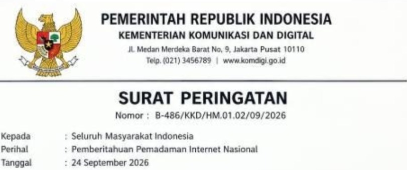 Komdigi Bongkar Hoaks Surat Pemadaman Internet 3 Hari, Layanan Digital Tetap Normal